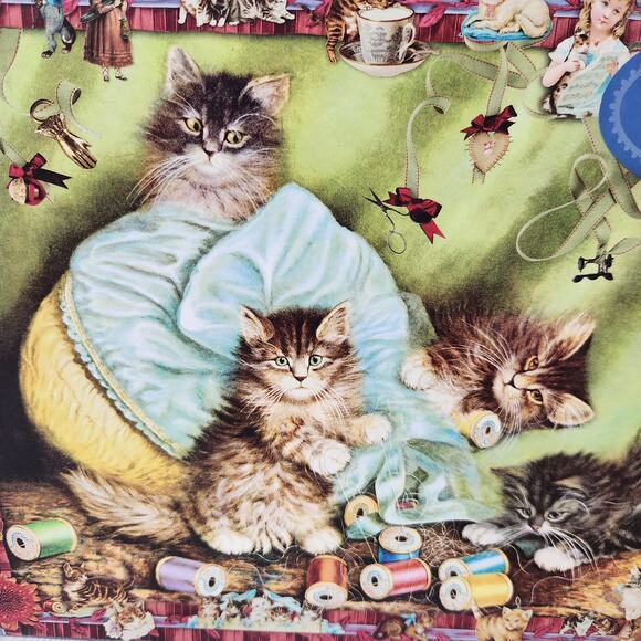 NWT Cynthia Hart's Victorian Cats Sewing with Kittens 1000 Pc. Jigsaw Puzzle OS - Picture 3 of 7